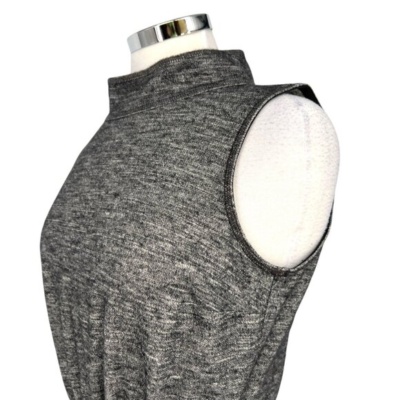 W By Worth Heather Gray Sleeveless Knit Dress Mock Neck Toggle Waist Size 8 - Picture 5 of 13